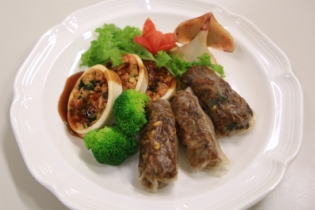 비빔밥오징어순대와 월남쌈비빔밥