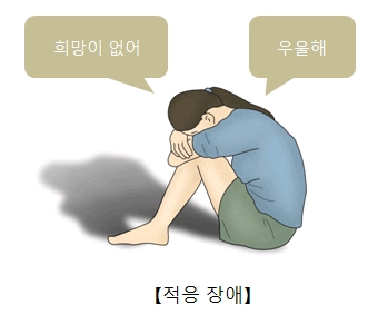 적응장애-희망도없고 우울하다며 무릎에 얼굴을 묻고있는 여성