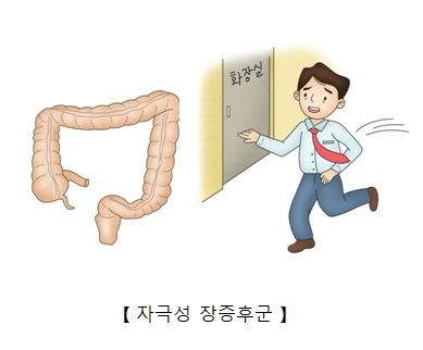 장의 대한 예시및 화장실이 급해 뛰어가구 있는 남성등 자극성 장증후군의 대한 예시