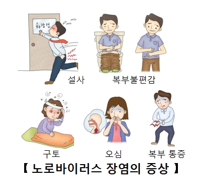 노로바이러스장염의증상 설사,복부불편감,구토,오심,복부통증