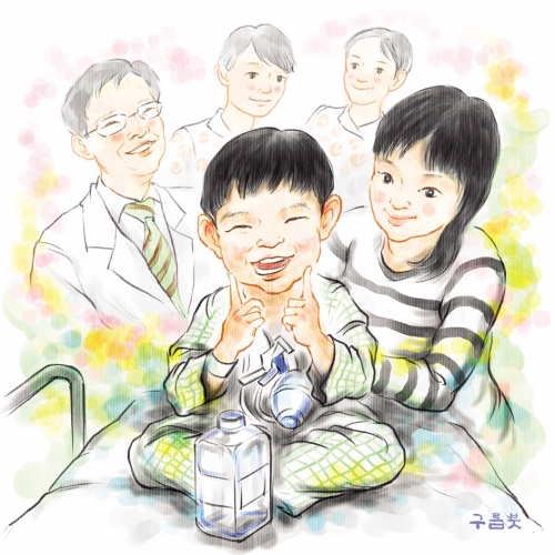 은찬이와 은찬이의 엄마 및 병원 사람들의 모습