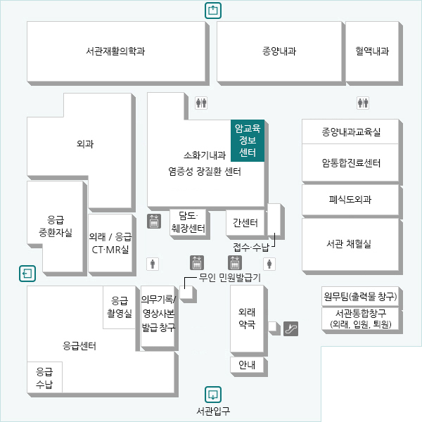 암환자와 가족 및 일반인을 대상으로 암 관련 통합 교육서비스 제공을 위해 운영하는 교육장입니다. 암과 관련된 여러 정보와 암 관련 자료를 열람하실 수 있으며, 다양한 교육프로그램에 참여하실 수 있습니다.