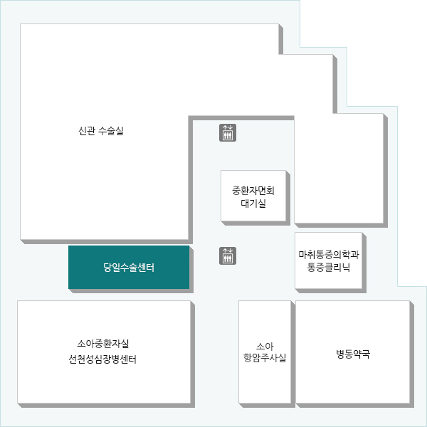 입퇴원에 따른 시간과 비용을 절약하고 효율적인 수술을 위해 마련되었으며 비교적 가벼운 수술 환자들이 하루만에 수술을 받고 귀가할 수 있습니다.