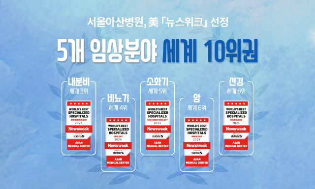 서울아산병원, 미국 뉴스위크 평가 5개 임상분야 세계 10위권