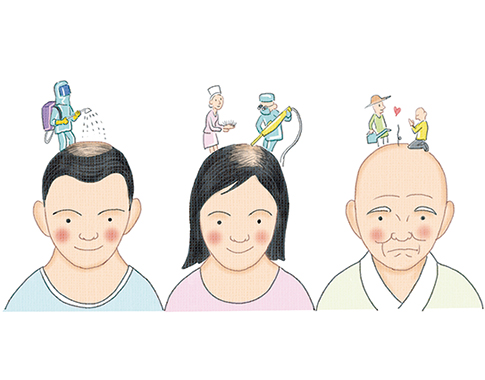 선생님, 머리카락이 빠져요