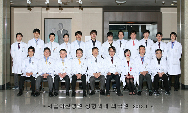 2013년 서울아산병원 성형외과 의국 단체 사진 모습