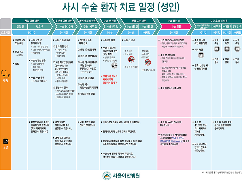 사시 수술 환자 치료 일정 (성인)