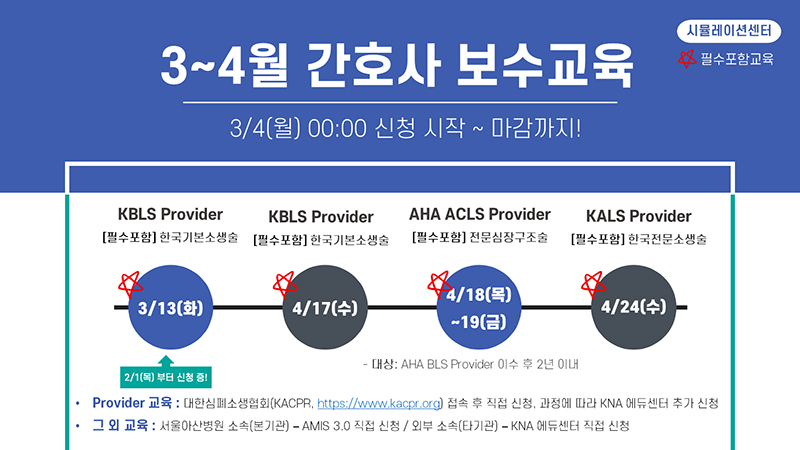 2024년 3, 4월 간호사 보수교육(외부오픈) 프로그램 안내 이미지