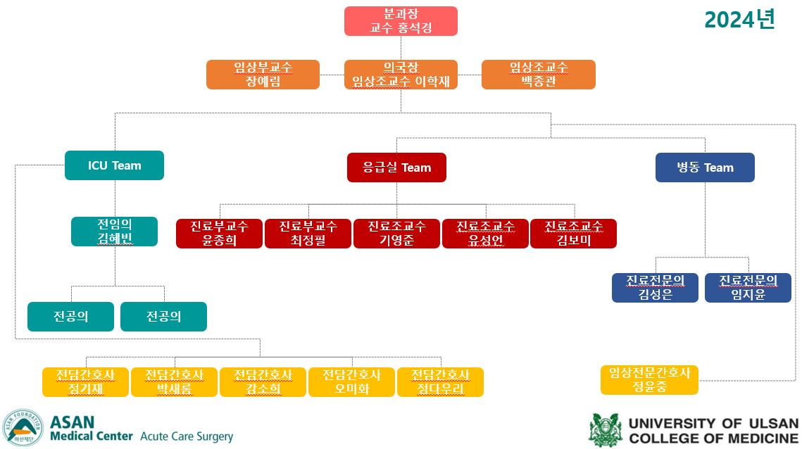 서울아산병원 중환자·외상외과 조직도 이미지