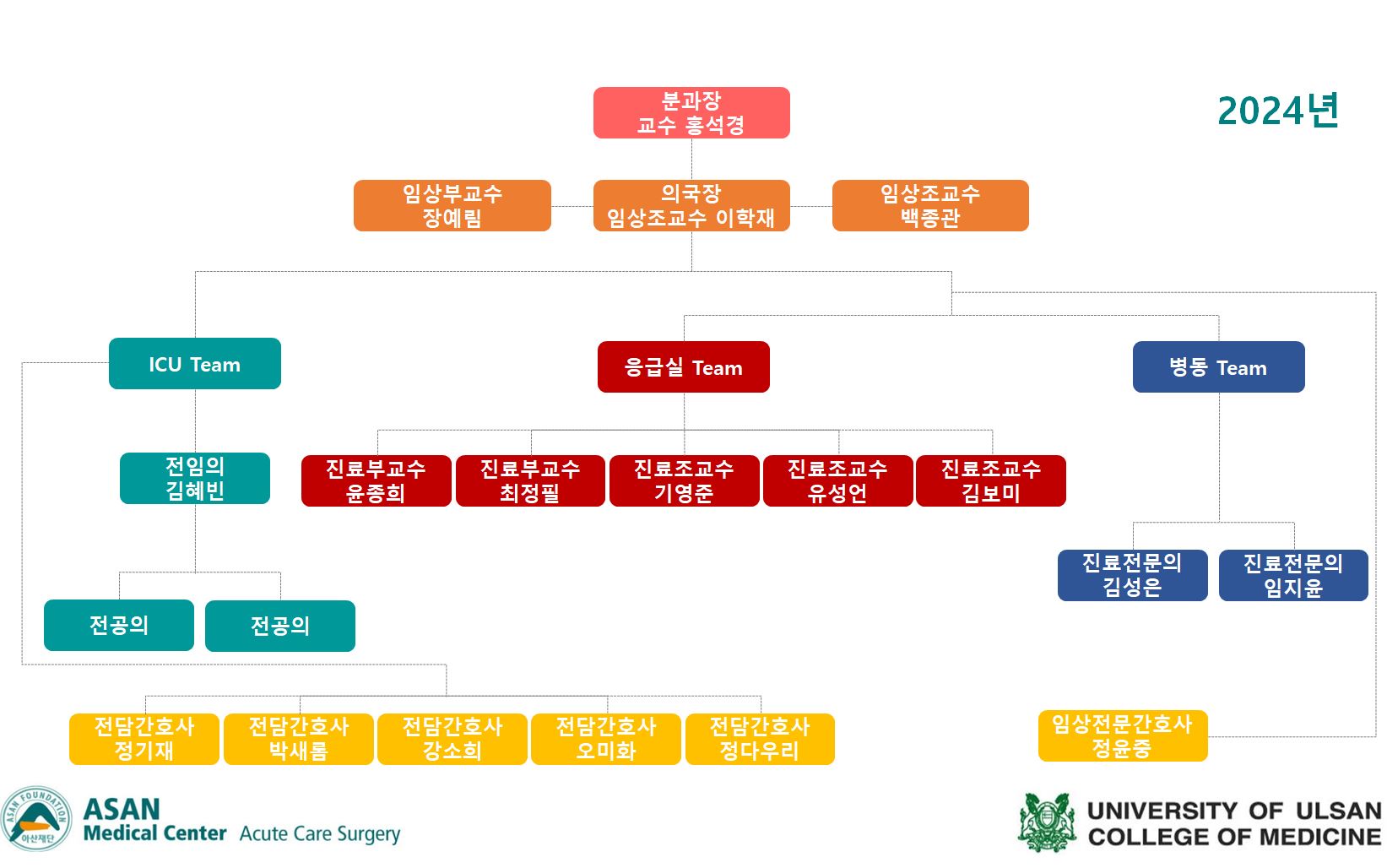 2024년 중환자외상외과 조직도 이미지